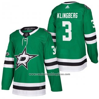 Camiseta Hockey Dallas Stars 3 John Klingberg Autentico Primera 2018 Verde