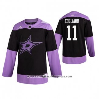 Camiseta Hockey Dallas Stars Andrew Cogliano Fights Cancer Negro