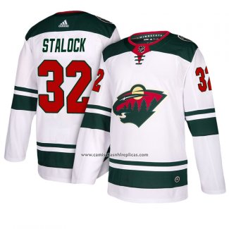 Camiseta Hockey Minnesota Wild 32 Alex Stalock Blanco 2018 Segunda