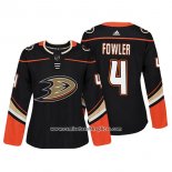 Camiseta Hockey Mujer Anaheim Ducks 4 Cam Fowler Autentico Jugador Negro