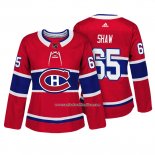 Camiseta Hockey Mujer Montreal Canadiens 65 Andrew Shaw Autentico Jugador Rojo