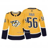 Camiseta Hockey Mujer Nashville Predators 56 Kevin Fiala Autentico Jugador Amarillo