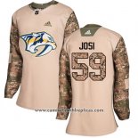 Camiseta Hockey Mujer Nashville Predators 59 Roman Josi Autentico 2017 Veterans Day Stitched Camuflaje