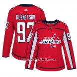 Camiseta Hockey Mujer Washington Capitals 92 Evgeny Kuznetsov Adizero Jugador Primera Rojo