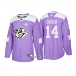 Camiseta Hockey Nashville Predators 14 Mattias Ekholm Autentico Hockey Fights Cancer 2018 Violeta