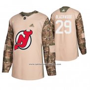 Camiseta Hockey New Jersey Devils Mackenzie Blackwood Veterans Day Camuflaje