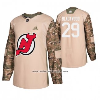 Camiseta Hockey New Jersey Devils Mackenzie Blackwood Veterans Day Camuflaje