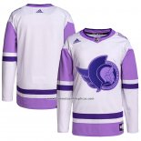 Camiseta Hockey Ottawa Senators Fights Cancer Autentico Blank Practice Blanco Violeta