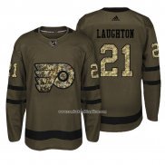 Camiseta Hockey Philadelphia Flyers 21 Scott Laughton Verde Militar