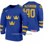 Camiseta Hockey Suecia Elias Pettersson Away 2020 IIHF World Junior Championships Azul