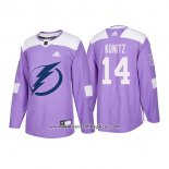 Camiseta Hockey Tampa Bay Lightning 14 Chris Kunitz Autentico Hockey Fights Cancer 2018 Violeta