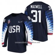 Camiseta Hockey USA Brandon Maxwell 2018 Olympic Azul