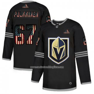 Camiseta Hockey Vegas Golden Knights Pulkkinen 2020 USA Flag Negro