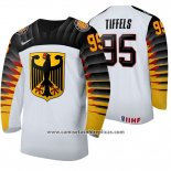 Camiseta Hockey Alemania Frederik Tiffels Home 2020 IIHF World Junior Championship Blanco