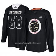 Camiseta Hockey Calgary Flames Troy Brouwer New Season Practice Negro