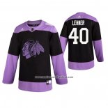 Camiseta Hockey Chicago Blackhawks Robin Lehner 2019 Fights Cancer Negro