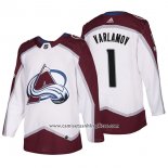 Camiseta Hockey Colorado Avalanche 1 Semyon Varlamov 2018 Blanco