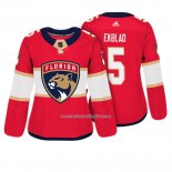 Camiseta Hockey Mujer Florida Panthers 5 Aaron Ekblad Autentico Jugador Rojo