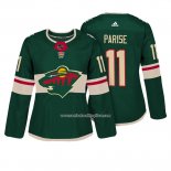 Camiseta Hockey Mujer Minnesota Wild 11 Zach Parise Autentico Jugador Verde