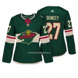 Camiseta Hockey Mujer Minnesota Wild 27 Kyle Quincey Autentico Jugador Verde