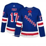 Camiseta Hockey Mujer New York Rangers 17 Jesper Fast Adizero Jugador Primera Azul