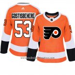 Camiseta Hockey Mujer Philadelphia Flyers 53 Shayne Gostisbehere Adizero Jugador Primera Naranja