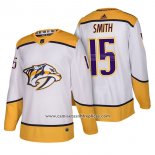 Camiseta Hockey Nashville Predators 15 Craig Smith Autentico Segunda 2018 Blanco