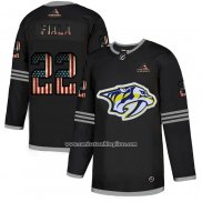 Camiseta Hockey Nashville Predators Kevin Fiala 2020 USA Flag Negro