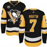 Camiseta Hockey Nino Pittsburgh Penguins 7 Paul Martin Negro 50 Anniversary Primera Premier