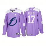 Camiseta Hockey Tampa Bay Lightning 17 Alex Killorn Autentico Hockey Fights Cancer 2018 Violeta