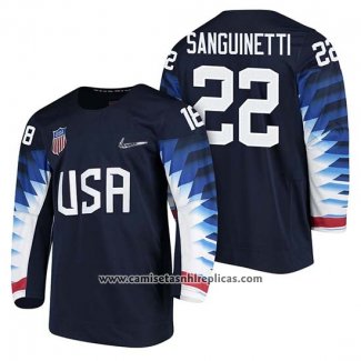 Camiseta Hockey USA Bobby Sanguinetti 2018 Olympic Azul