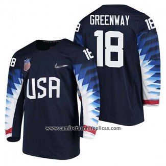 Camiseta Hockey USA Jordan Greenway 2018 Olympic Azul