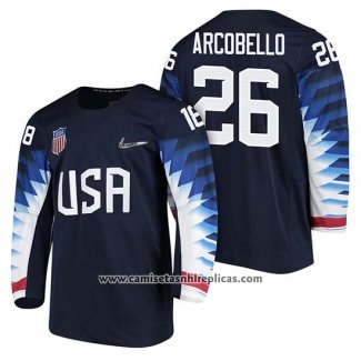 Camiseta Hockey USA Mark Arcobello 2018 Olympic Azul