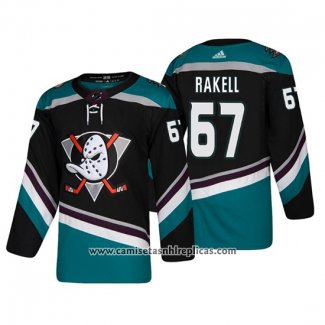 Camiseta Hockey Anaheim Ducks Rickard Rakell Alternato 25th Aniversario Autentico Negro