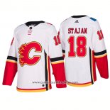 Camiseta Hockey Calgary Flames 18 Matt Stajan Segunda Premier 2017-2018 Blanco