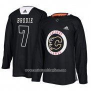 Camiseta Hockey Calgary Flames Tj Brodie New Season Practice Negro