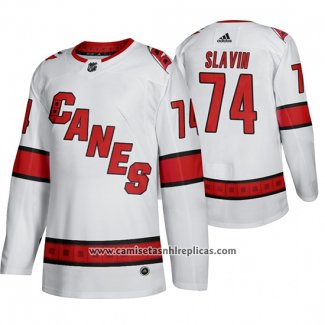 Camiseta Hockey Carolina Hurricanes Jaccob Slavin Segunda Autentico Jugador Blanco