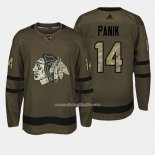 Camiseta Hockey Chicago Blackhawks 14 Richard Panik Verde Salute To Service