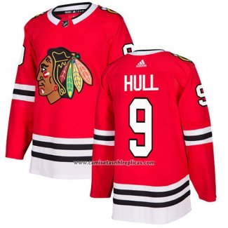 Camiseta Hockey Chicago Blackhawks 9 Bobby Hull Primera Autentico Rojo