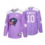 Camiseta Hockey Columbus Blue Jackets 10 Alexander Wennberg Autentico Hockey Fights Cancer 2018 Violeta