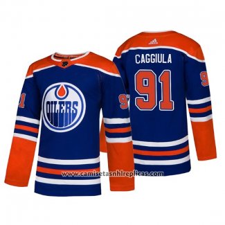 Camiseta Hockey Edmonton Oilers Drake Caggiula Alternato Autentico Azul