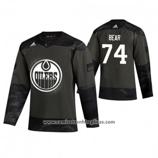 Camiseta Hockey Edmonton Oilers Ethan Bear 2019 Veterans Day Camuflaje