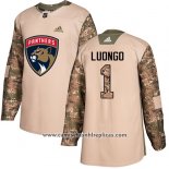 Camiseta Hockey Florida Panthers 1 Roberto Luongo Camuflaje Autentico 2017 Veterans Day Stitched