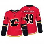 Camiseta Hockey Mujer Calgary Flames 49 Hunter Shinkaruk Autentico Jugador Rojo