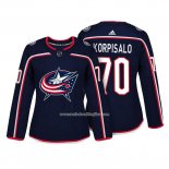 Camiseta Hockey Mujer Columbus Blue Jackets 70 Joonas Korpisalo Autentico Jugador Azul