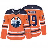 Camiseta Hockey Mujer Edmonton Oilers 19 Patrick Maroon Autentico Jugador Naranja