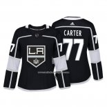 Camiseta Hockey Mujer Los Angeles Kings 77 Jeff Carter Autentico Jugador Negro