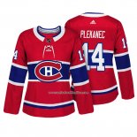 Camiseta Hockey Mujer Montreal Canadiens 14 Tomas Plekanec Autentico Jugador Rojo