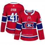 Camiseta Hockey Mujer Montreal Canadiens 41 Paul Byron Adizero Jugador Primera Rojo