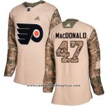 Camiseta Hockey Mujer Philadelphia Flyers 47 Andrew Macdonald Autentico 2017 Veterans Day Stitched Camuflaje